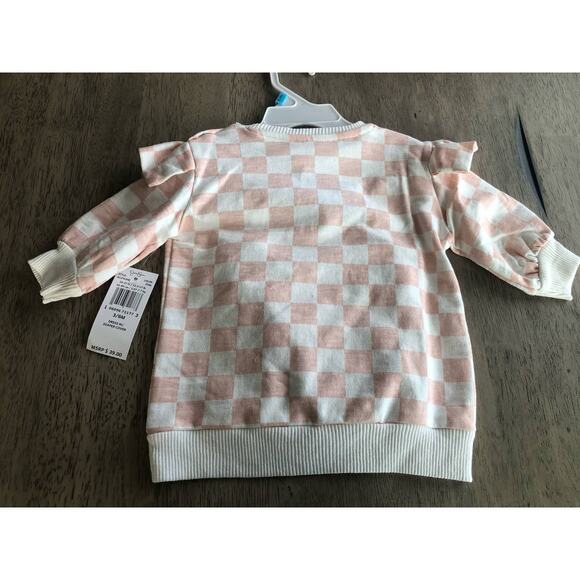 Jessica Simpson Pink and White Ruffle Sweatshirt and Carters Peach Onesie - 3/6M - Picture 4 of 6